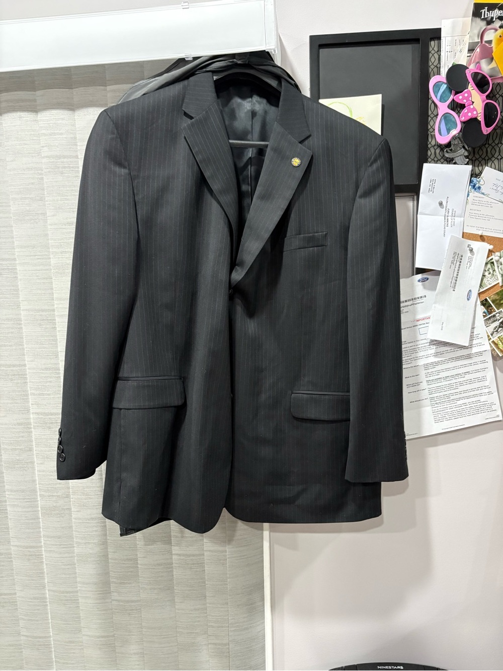 Stafford Black Pinstripe Men's Suit Jacket